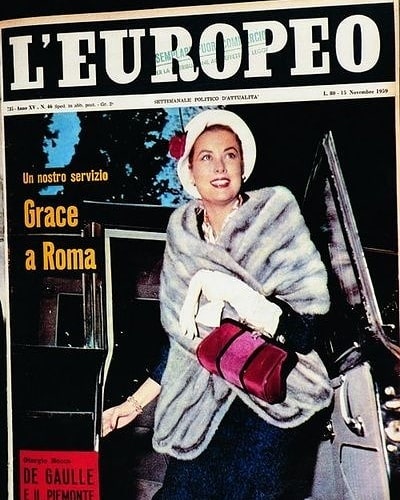 Грейс Келли с сумочкой Roberta di Camerino на обложке журнала L'Europeo