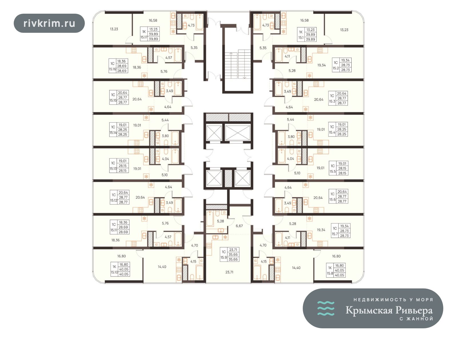 Евпатория ЖК «Западный Проспект 82» студия 28 м², 15 этаж