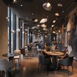 Дизайн интерьера luxury ресторана в оттенке Mocha Mousse от Studia 54