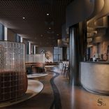 Дизайн интерьера luxury ресторана в оттенке Mocha Mousse от Studia 54