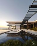 Lounge-зона с изысканными лежаками из травертина Lounge-зона с изысканными лежаками из травертина