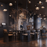 Дизайн интерьера luxury ресторана в оттенке Mocha Mousse от Studia 54