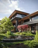 Premium landscape design of a country house with a series of fountains by Studia 54