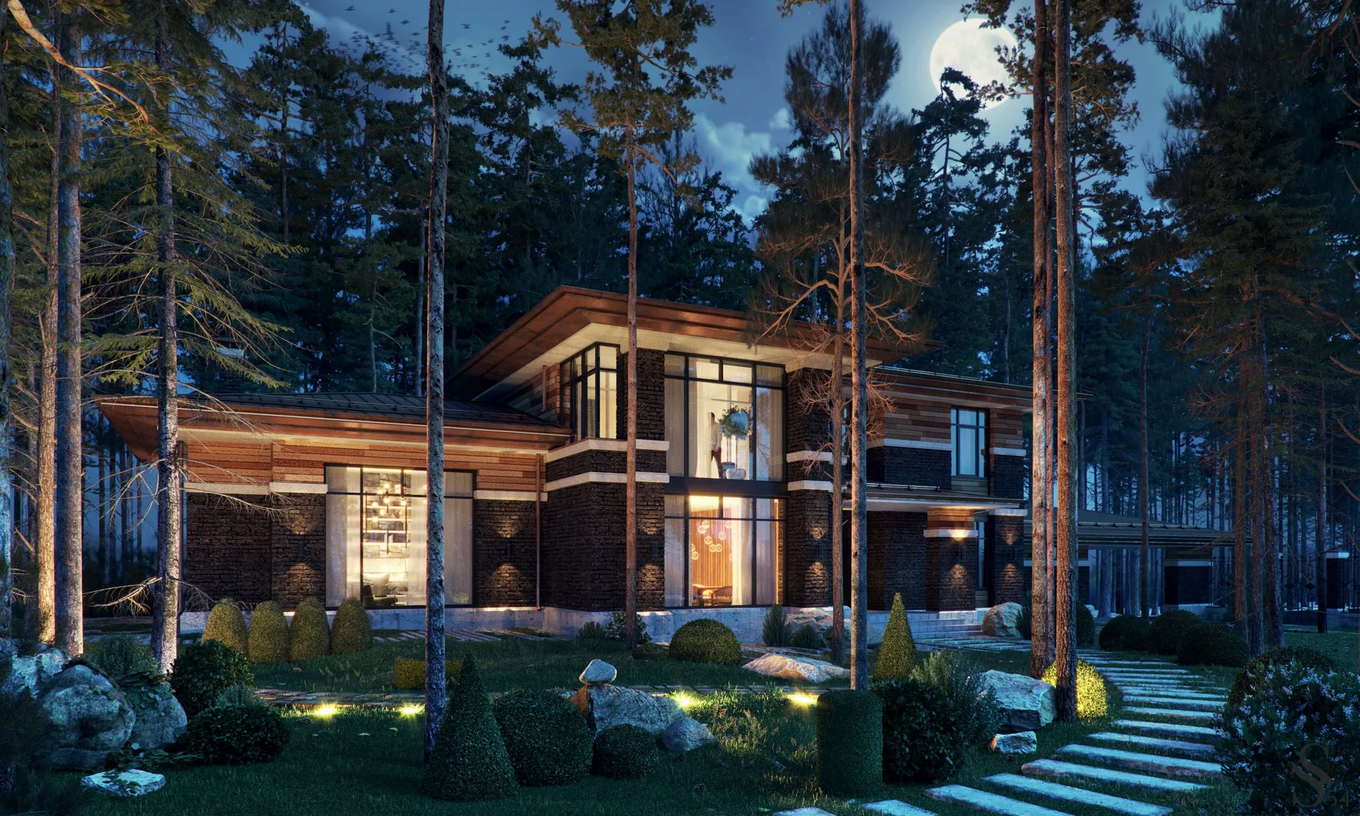 Architectural design of a luxury residence in Wright style by Studia 54 Architectural design of a luxury residence in Wright style by Studia 54