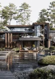 Protruding terrace with canopy