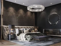 Master Bedroom. Elan bedside tables and wall panels, FIFTYFOURMS