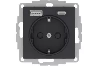 Розетка 1гн. з/к + USB A+C Systeme Electric AtlasDesign скр.уст. Карбон, с шторками (5В/2,4А/3 А, 2х5В/1,5А)