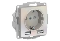 Розетка AtlasDesign SE 1гн., + 2USB Розетка A+A, 5В/2,4А, 2х5В/1,2А, жемчуг