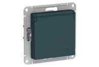 Розетка 1гн. з/к Systeme Electric AtlasDesign скр. уст. Изумруд, с шторками, с крышкой, 16А 