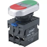 Кнопка двойная NP8-11SD 1НО+1НЗ AC IP65 (R) CHINT зеленая 110В-220В(LED)