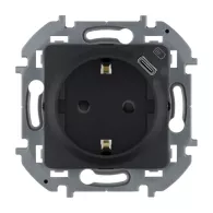 Розетка 2К+З 16А 250В со встроенным зарядным устройством USB C 1.5А 5В механизм антрацит Legrand INSPIRIA