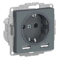 Розетка AtlasDesign SE 1гн., + USB Розетка A+A, 5В/2,4А, 2х5В/1,2А, грифель