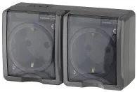 Розетка 2гн. з/к ЭРА Эксперт IP54 откр. уст. Серый 16A, 11-2403-03 
