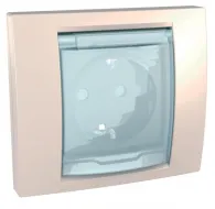 Розетка Unica, Хамелеон, Quadro 1-ая, з.к., с крышкой и рамкой, IP44, беж.
