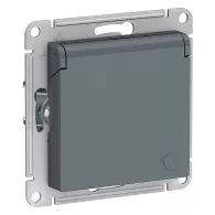Розетка 1гн. з/к Systeme Electric AtlasDesign скр. уст. Грифель, с шторками, с крышкой, 16А 