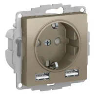 Розетка AtlasDesign SE 1гн., + USB Розетка A+A, 5В/2,4А, 2х5В/1,2А, шампань
