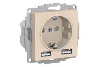 Розетка AtlasDesign SE 1гн., + 2USB Розетка A+A, 5В/2,4А, 2х5В/1,2А, бежевый