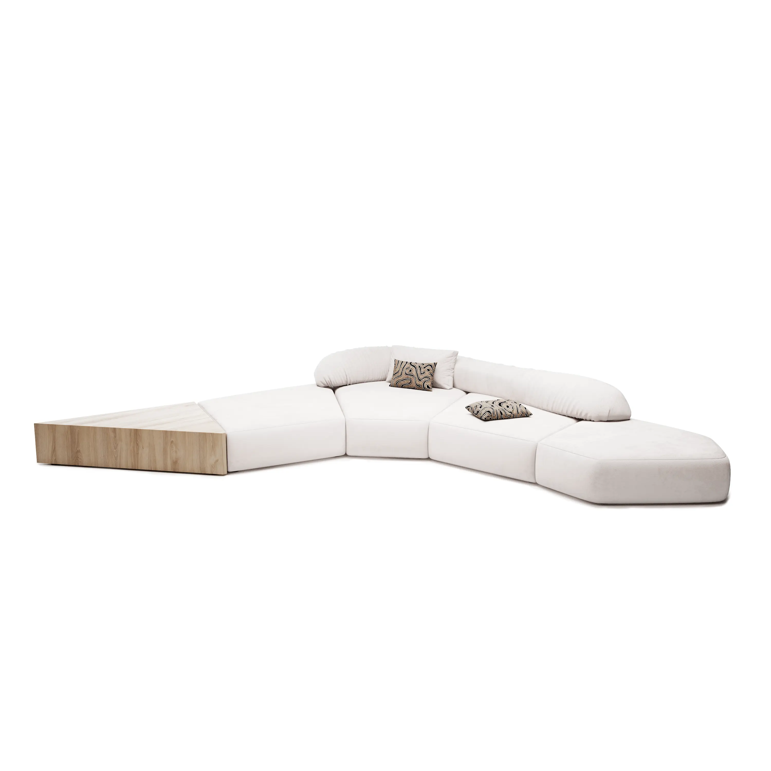 Модульный диван Andre 5 модулей со столом белый 431x387 см.