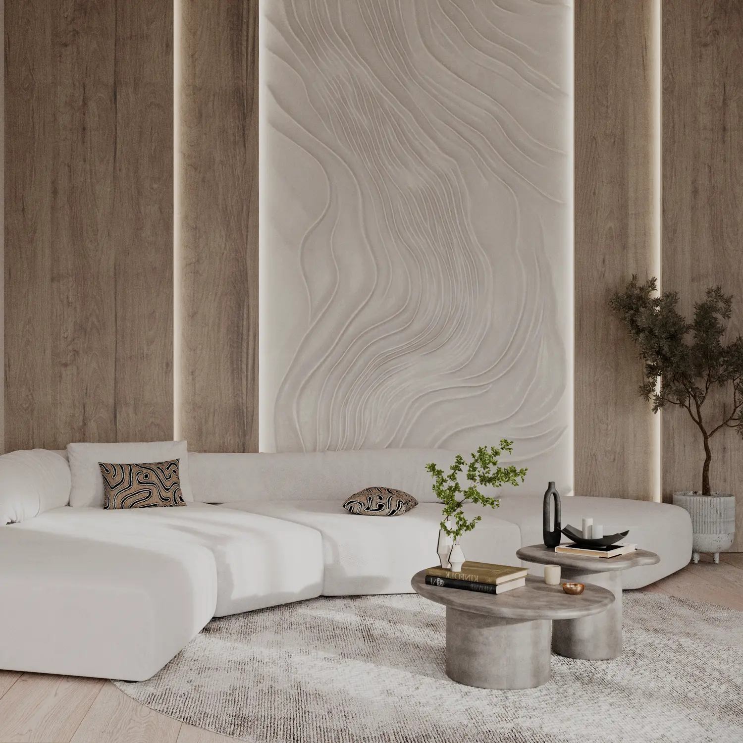 Прямой диван Andre 2 модуля белый 318х134 см. - в интерьере 1