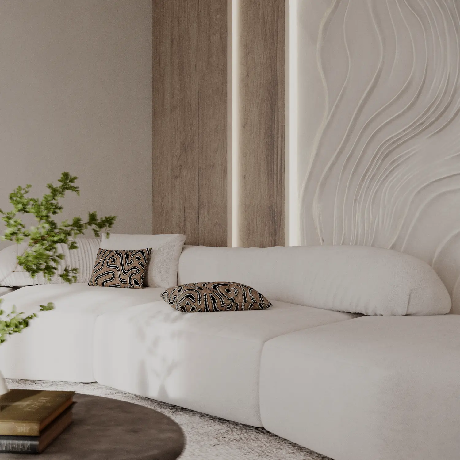 Прямой диван Andre 2 модуля белый 318х134 см. - в интерьере 2