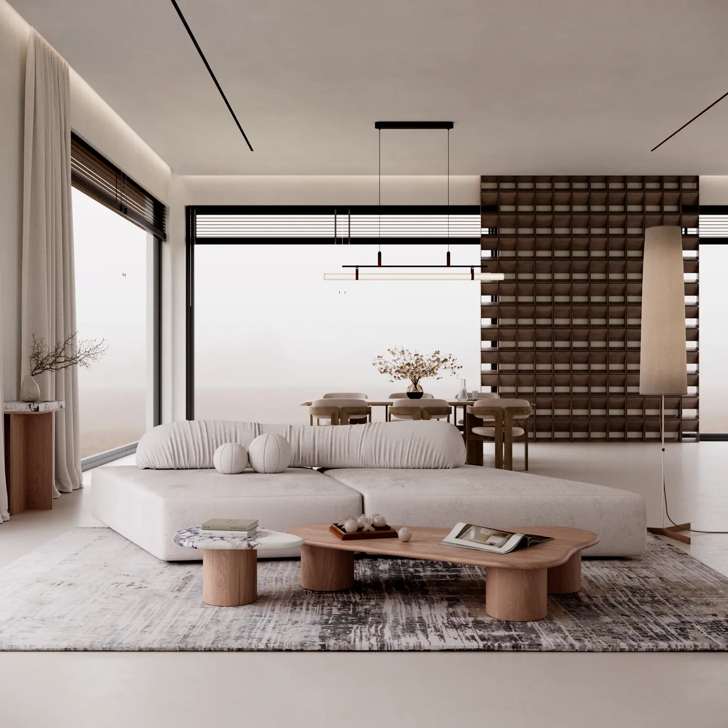 Угловой диван Andre 5 модулей с подушками белый 431x431 см. - в интерьере 2