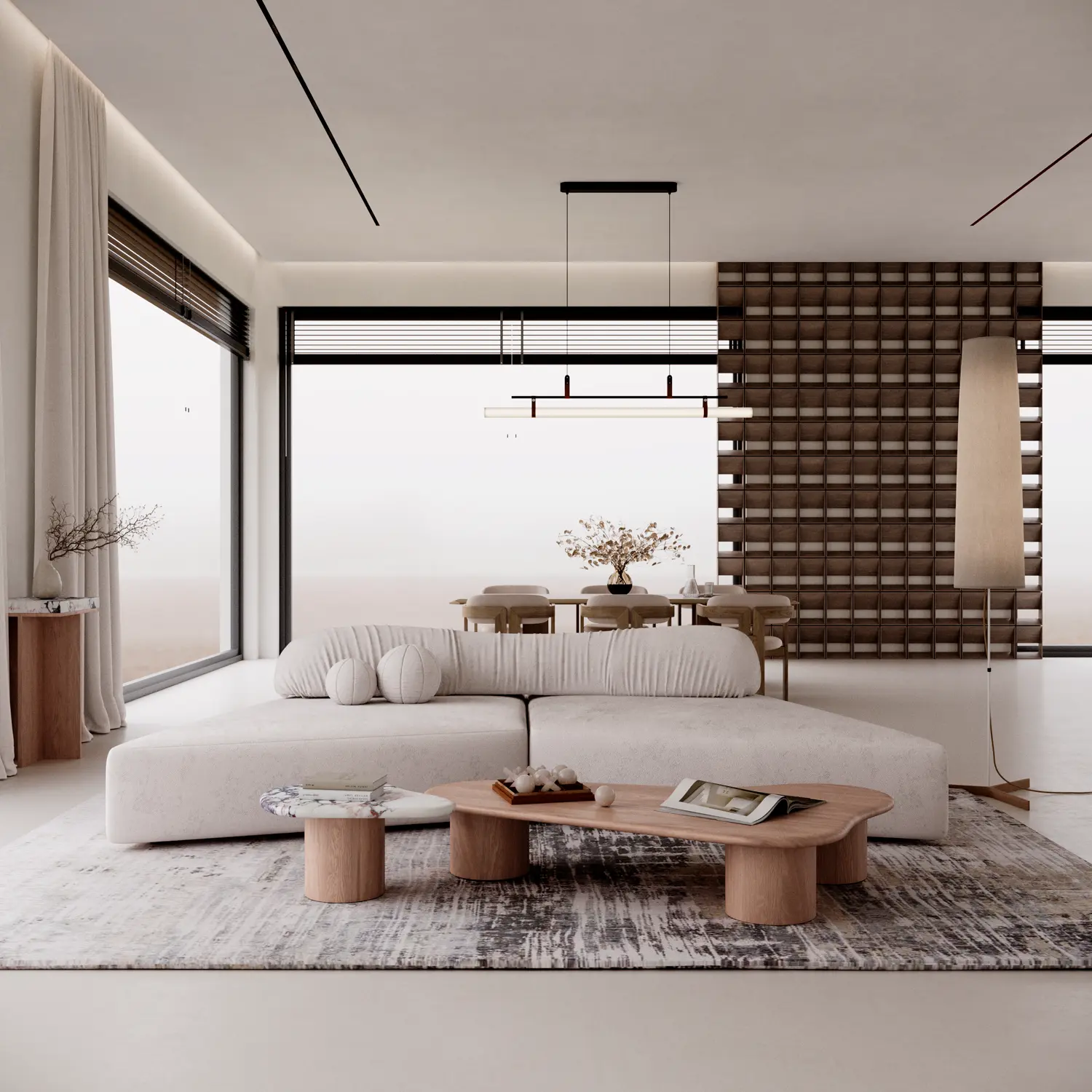 Прямой диван Andre 2 модуля с подушками белый 318х134 см. - в интерьере 1