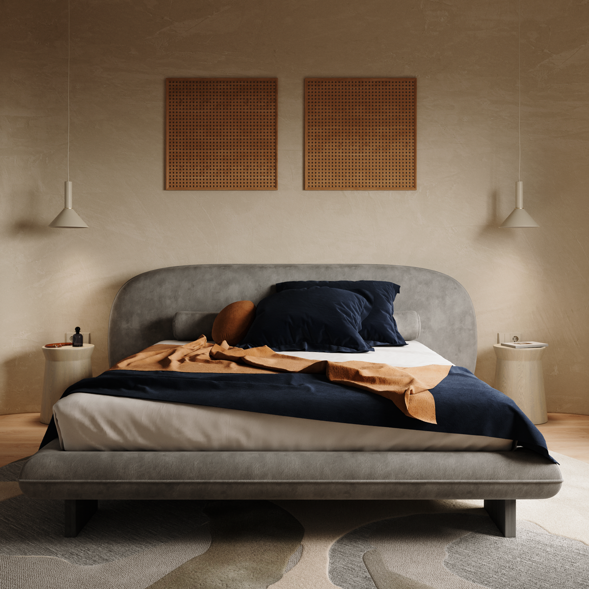 Кровать двуспальная CHLOE с мягким изголовьем. - в интерьере 3