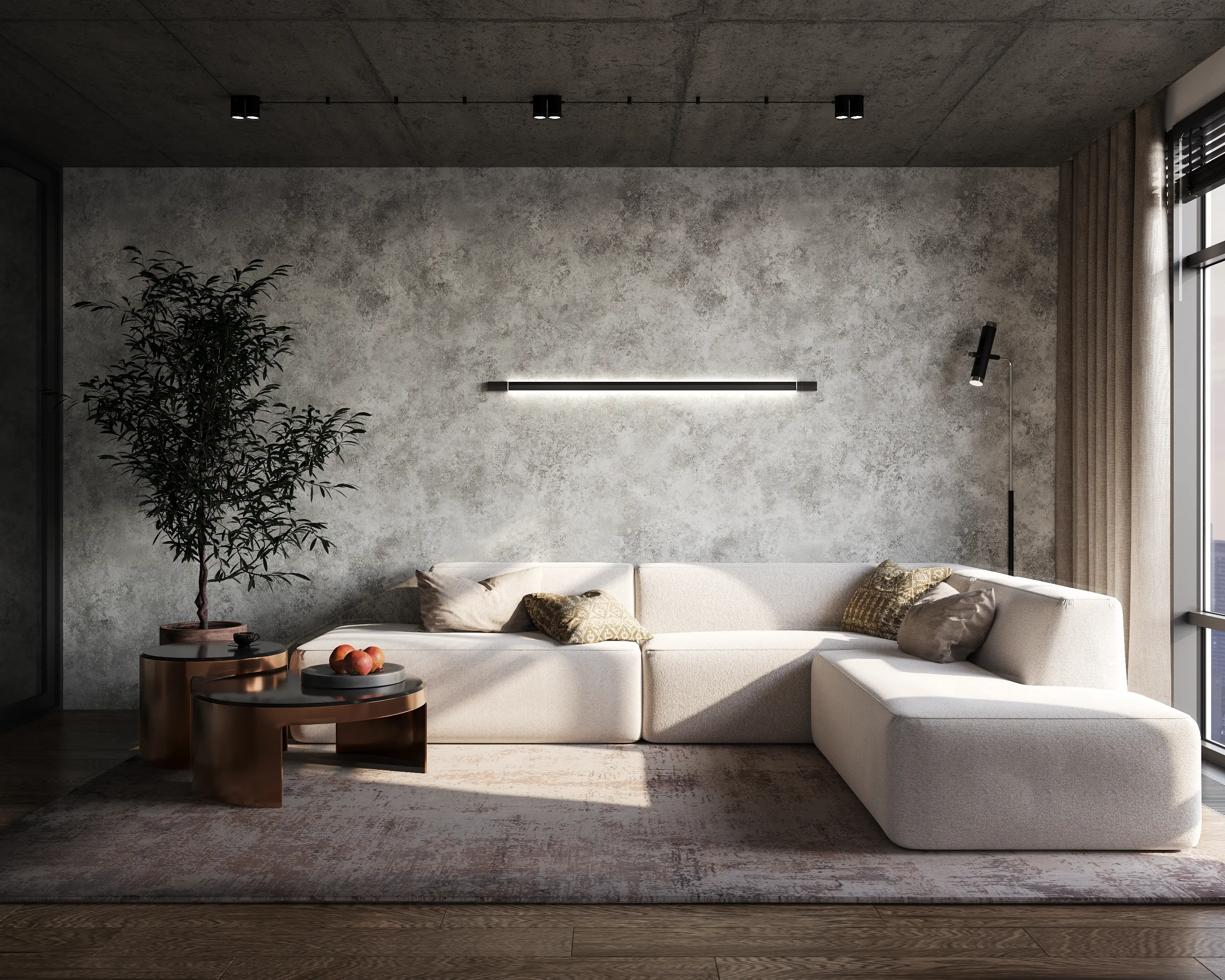 Прямой диван Smart 2 модуля со спинкой бежевый 200x100 - в интерьере 1