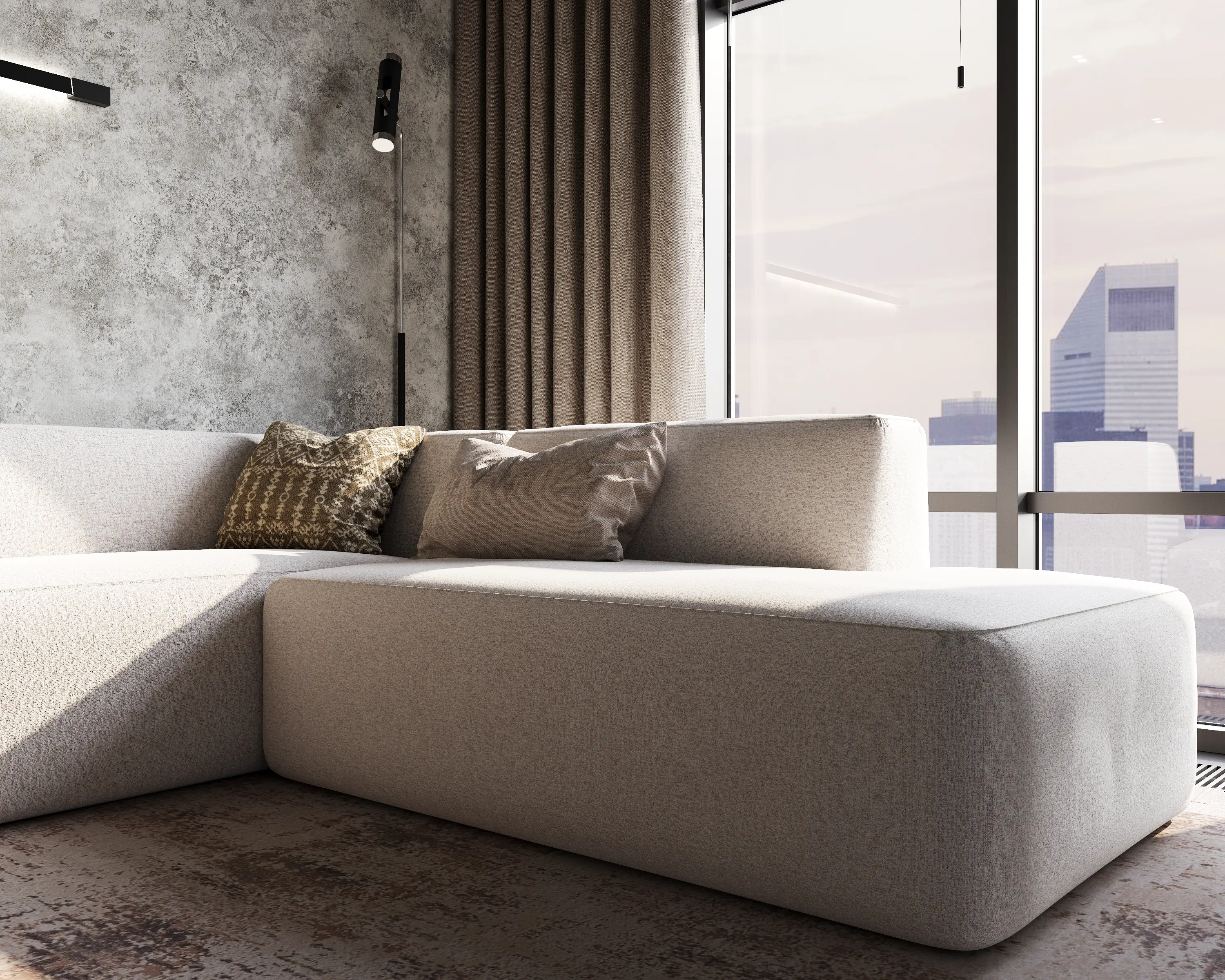 Прямой диван Smart 2 модуля со спинкой бежевый 200x100 - в интерьере 2