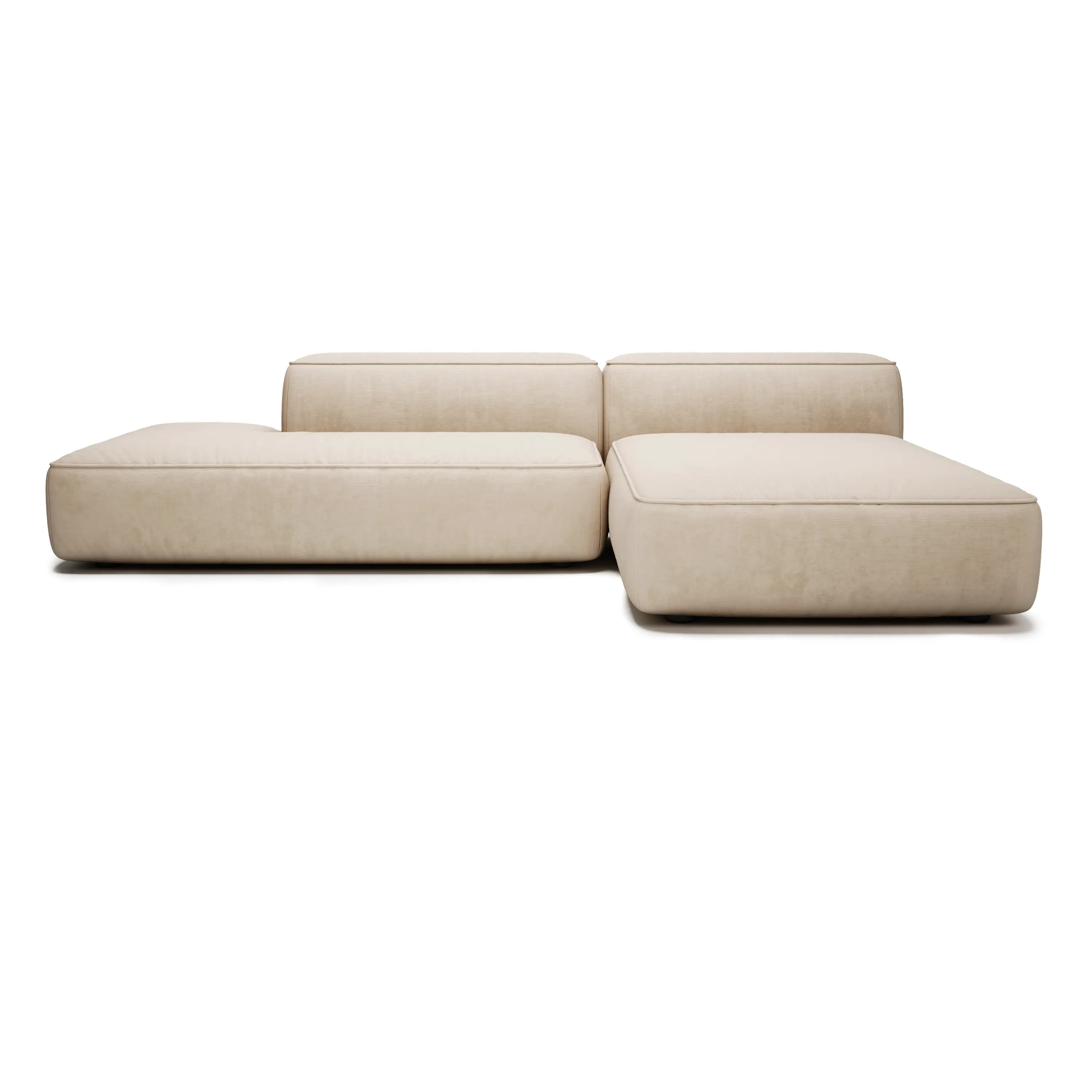 Прямой диван Smart 2 модуля с оттоманкой бежевый 250x170