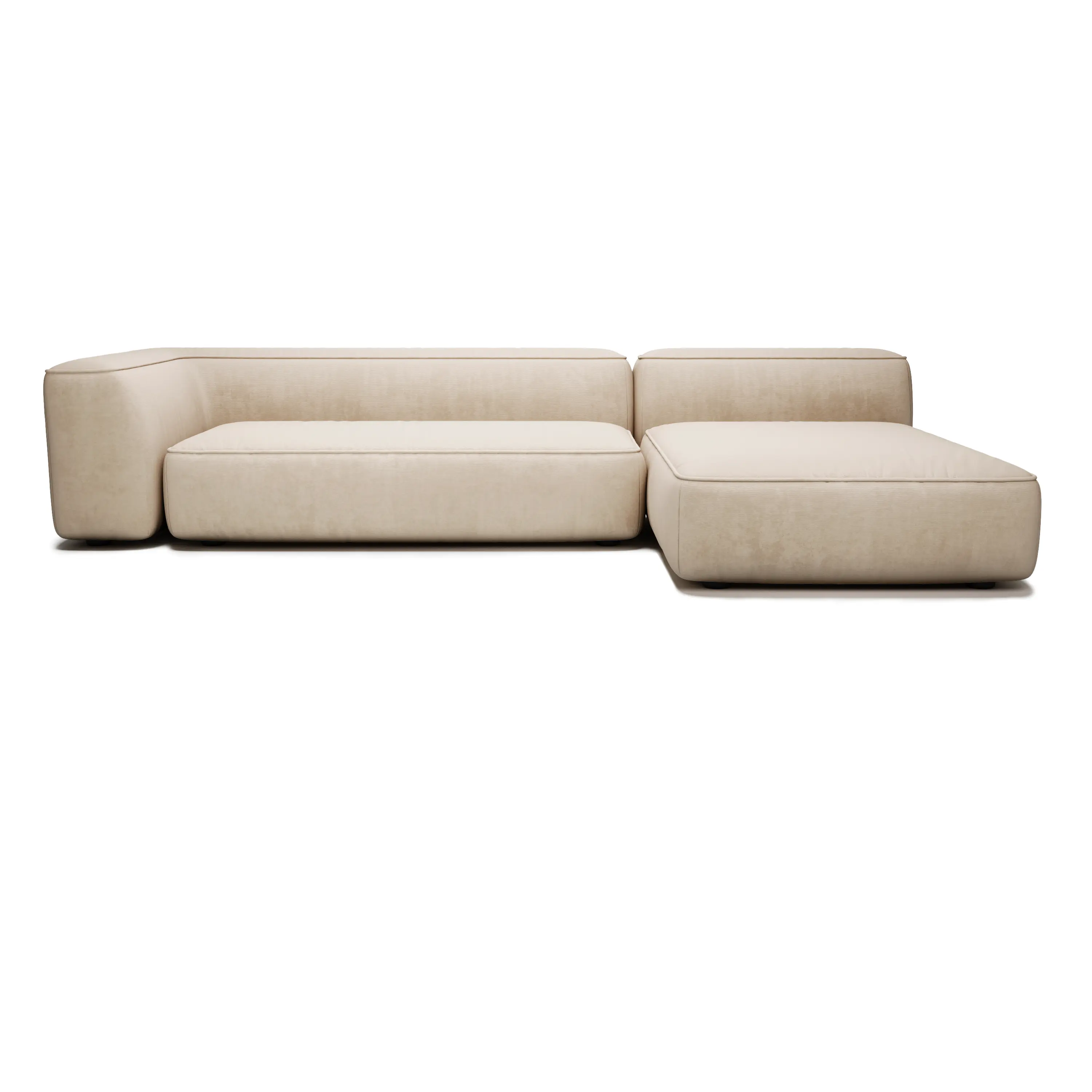 Угловой диван Smart 2 модуля с оттоманкой бежевый 285x170