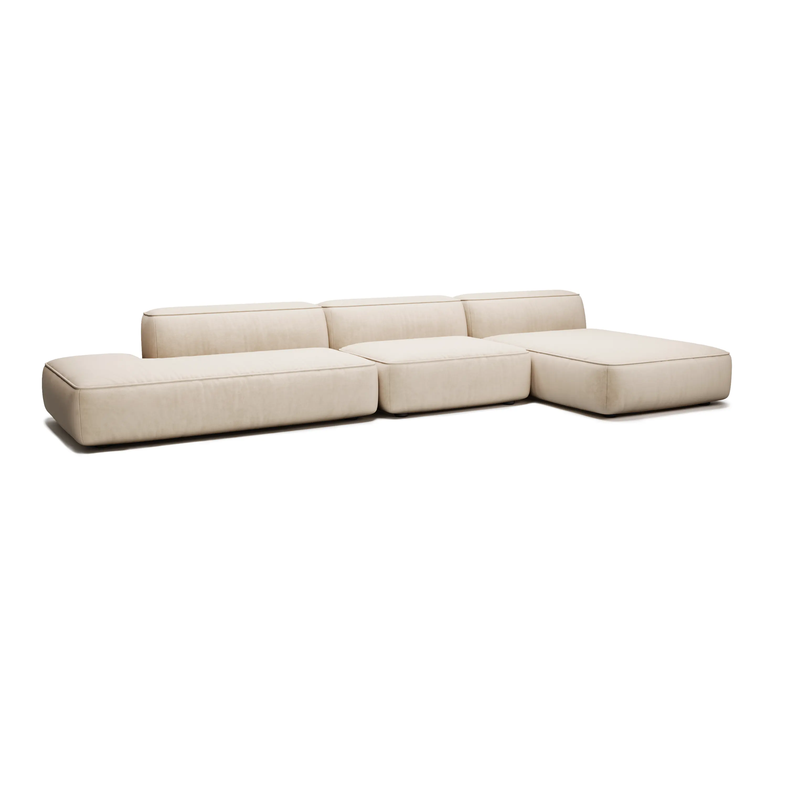 Прямой диван Smart 3 модуля с оттоманкой бежевый 350x170