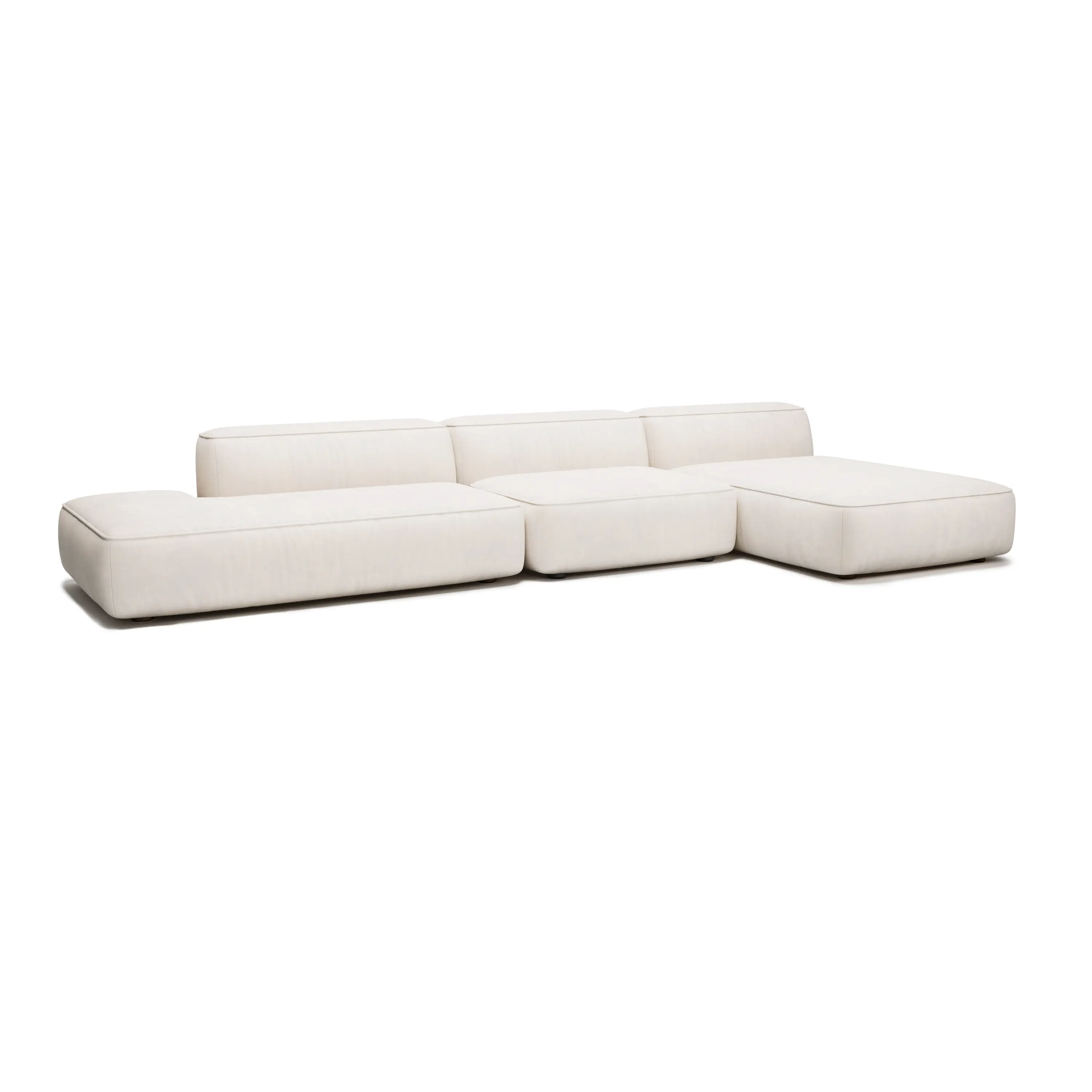 Прямой диван Smart 3 модуля с оттоманкой белый 350x170