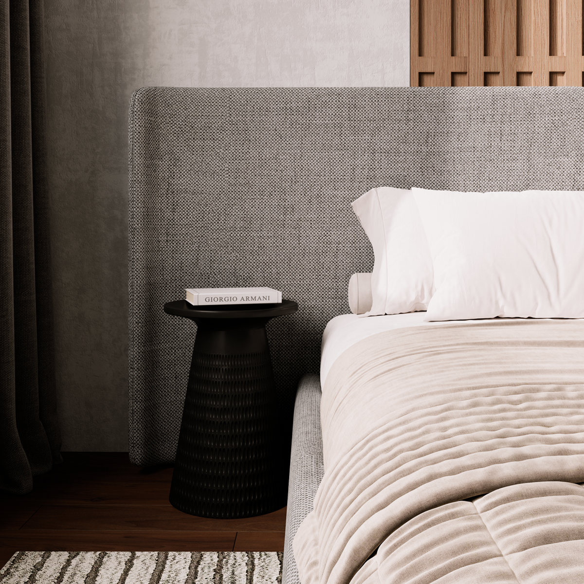 Кровать двуспальная Elysium Grand 2 с высоким широким изголовьем и подъемным механизмом. - в интерьере 1