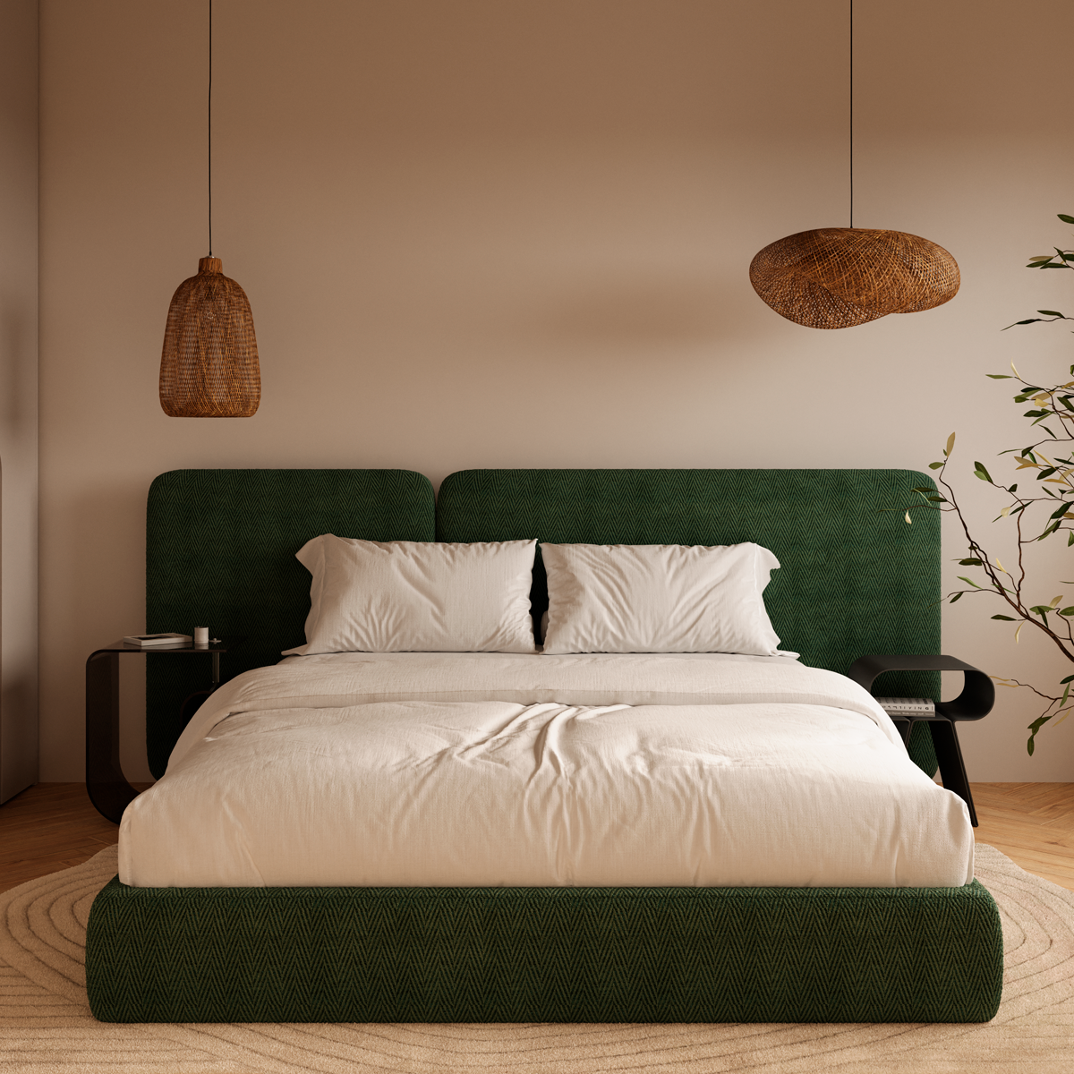 Кровать двуспальная Elysium Grand 3 с высоким широким изголовьем и подъемным механизмом. - в интерьере