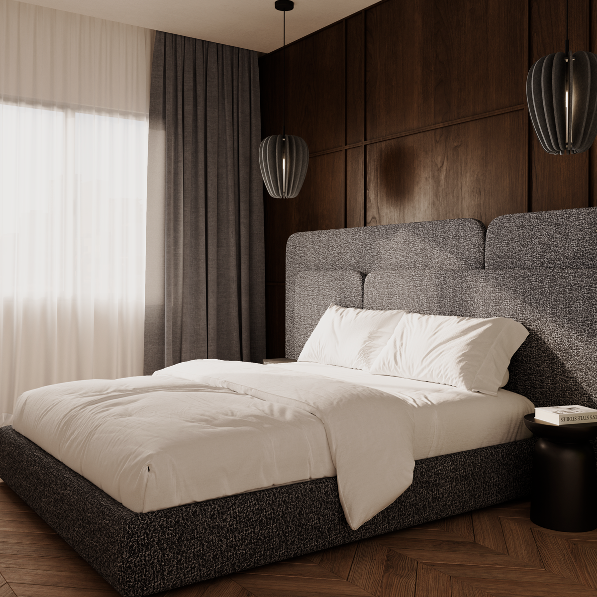 Кровать двуспальная Elysium Grand 4 с высоким широким изголовьем Elysium Grand. - в интерьере