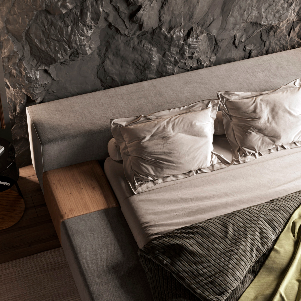 Кровать двуспальная Loft с мягким изголовьем и подъемным механизмом - в интерьере 2