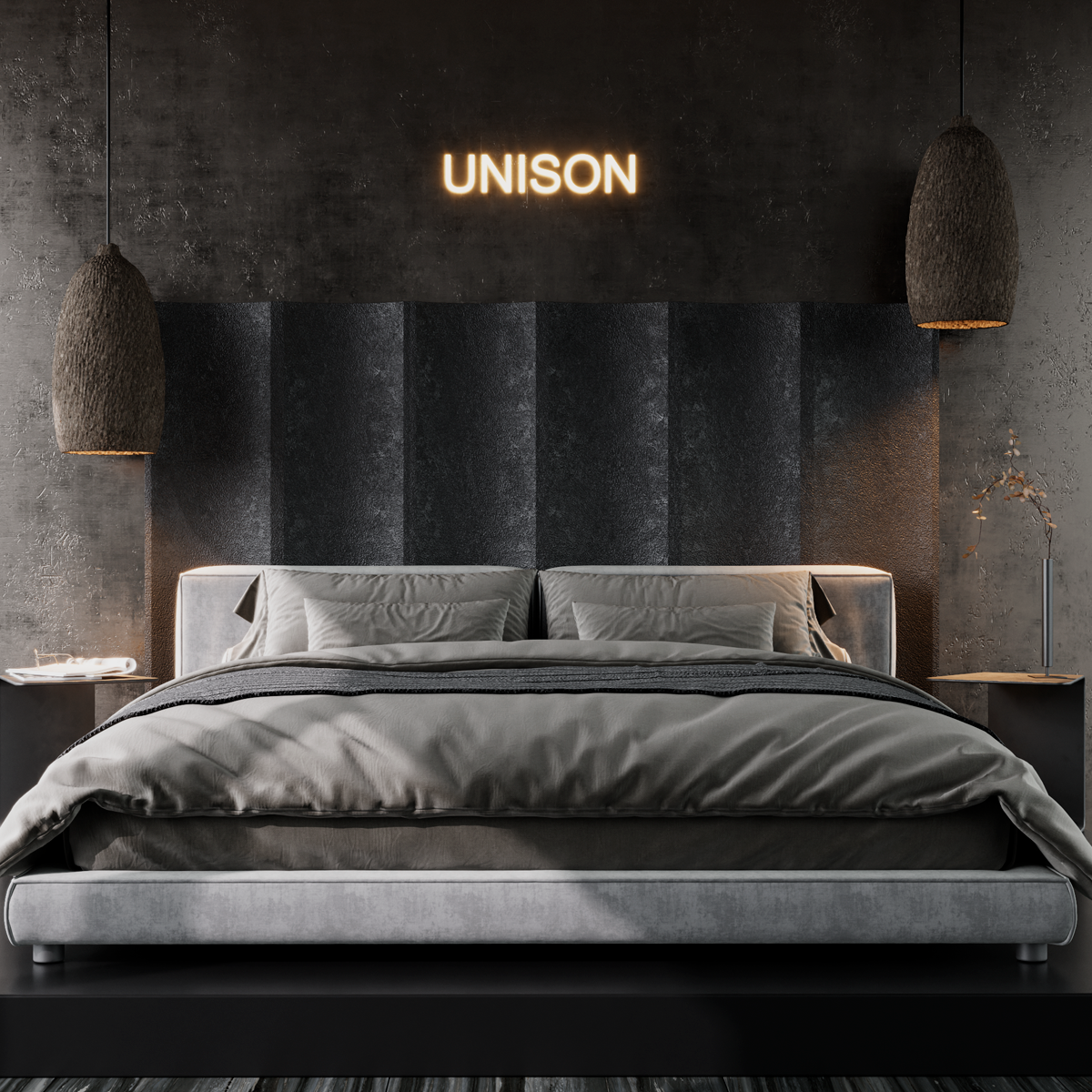 Кровать двуспальная Soft с мягким изголовьем. - в интерьере