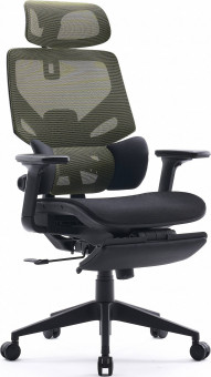 Кресло Cactus CS-CHR-MC01-LGNBK, обивка: сетка/ткань, цвет: салатовый/черный