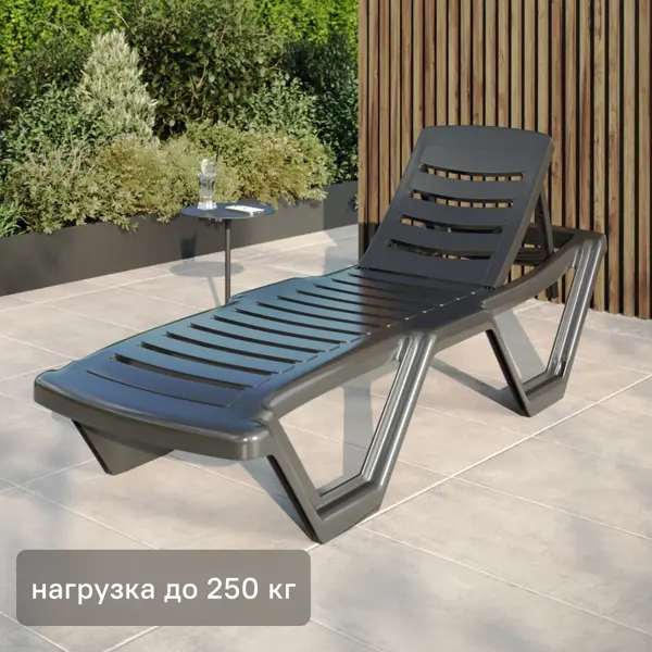 Шезлонг без подушки Элластик 187x32 см пластик серый