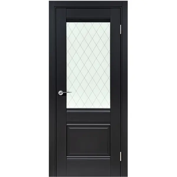 Дверь межкомнатная со стеклом Классико-43 80x200 см Hardflex черный с замком и петлями