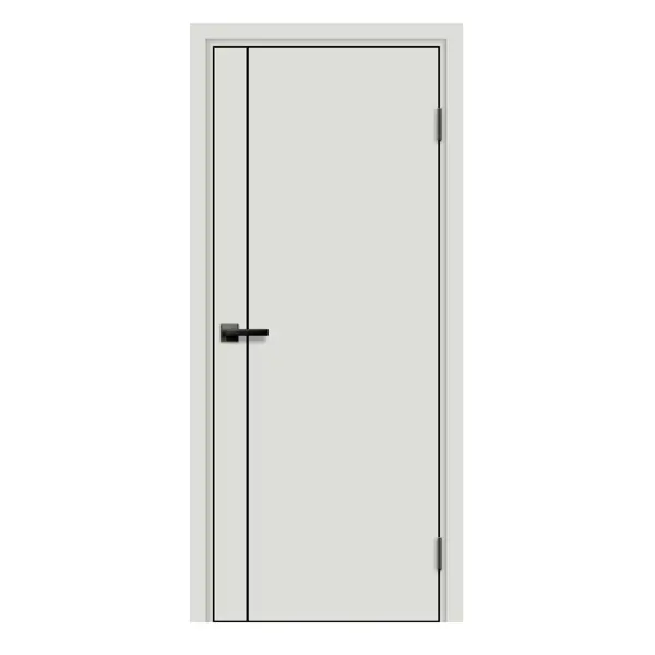 Дверь межкомнатная глухая Асти В 90x200 см Hardflex цвет белый жемчуг с замком и петлями