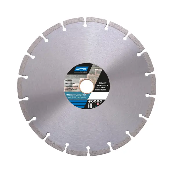 Диск алмазный Norton Universal 70184601272 сегментный 180x25.4/22.2x2.2 мм