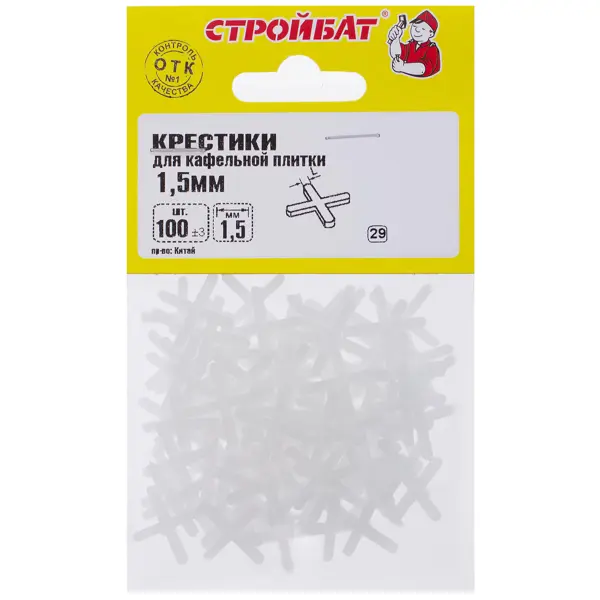 Крестики для кафельной плитки Стройбат 1.5 мм 100 шт.