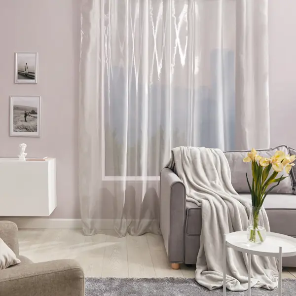 Тюль на ленте Inspire 300x280 см цвет серебро