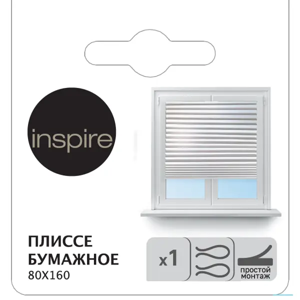 Штора плиссе Inspire 80x160 см бумага белая