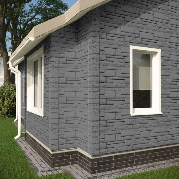 Фасадная панель Dacha слоистый камень 930x406 мм серый 0.38 м²