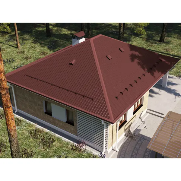 Планка ветровая для металлочерепицы 80x100 мм 2 м 0.4 мм RAL 3005 красный