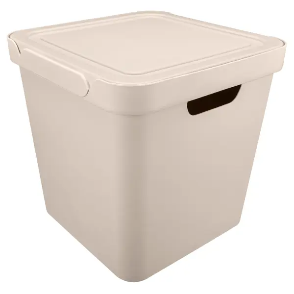 Ящик Luxe 28.6x28.6x28.6 см 18 л пластик с крышкой цвет бежевый