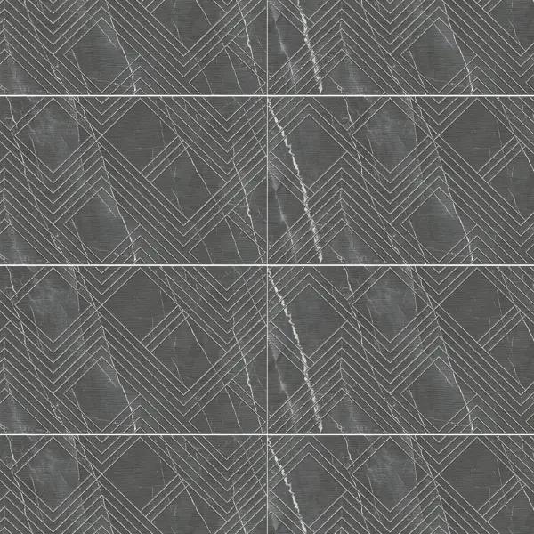 Декор настенный Azori Hygge Grey Cristall 31.5x63 см матовый камень цвет серый зигзаг